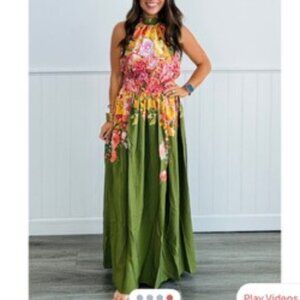 Floral Print Halter Maxi dress